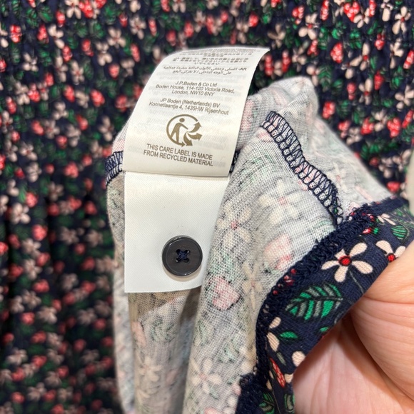 NWT Boden Smocked Jersey Shirt Dress Navy Floral Berry sz 14R - Picture 12 of 13